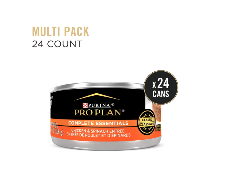 Purina Pro Plan, Grain-Free Chicken & Spinach Entree, Wet Cat Food, 5.5 oz (24)