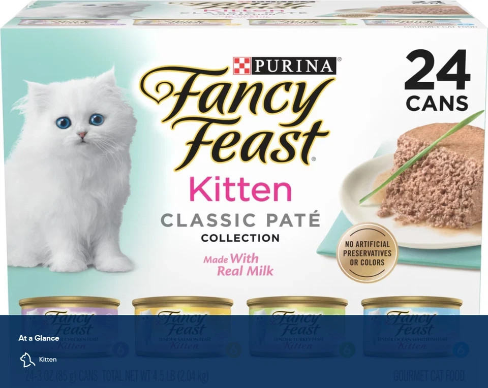 Fancy Feast Kitten Classic Pate Variety Pack Canned Wet Cat Food, 48×3-oz