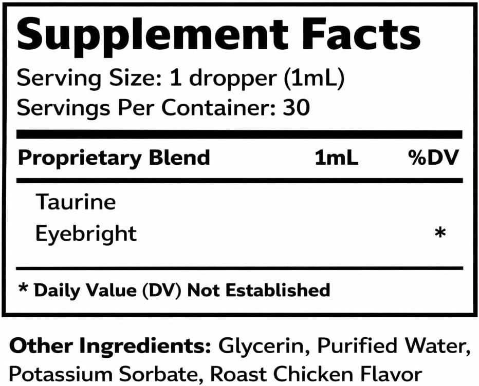 Cat Taurine Supplement 1 fl oz Roast Chicken Flavor Vision Heart Immune Supports