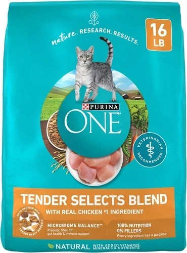 Purina One Tender Selects Blend Adult Dry Cat Food CHICKEN FLAVOR 16 POUNDS