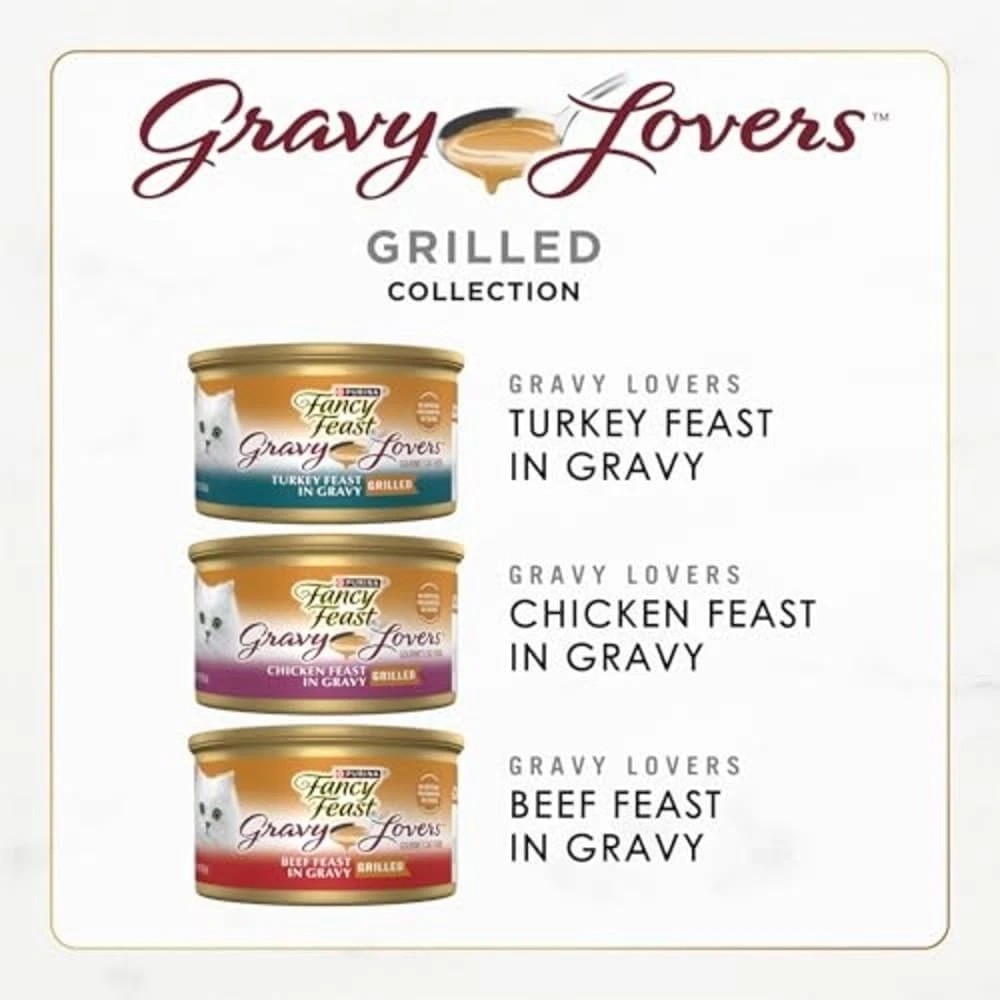 Delicious Gravy Lovers Cat Food Variety Pack – 30 Cans of Poultry & Beef Flavors