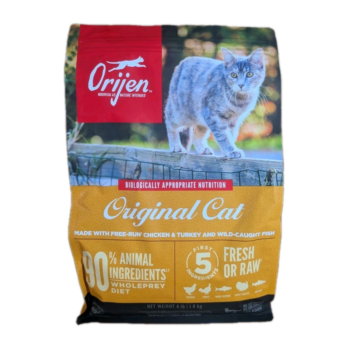 Original Cat Dry Food 4 Lbs by Orijen Chicken, Turkey, Fish Wholeprey Diet