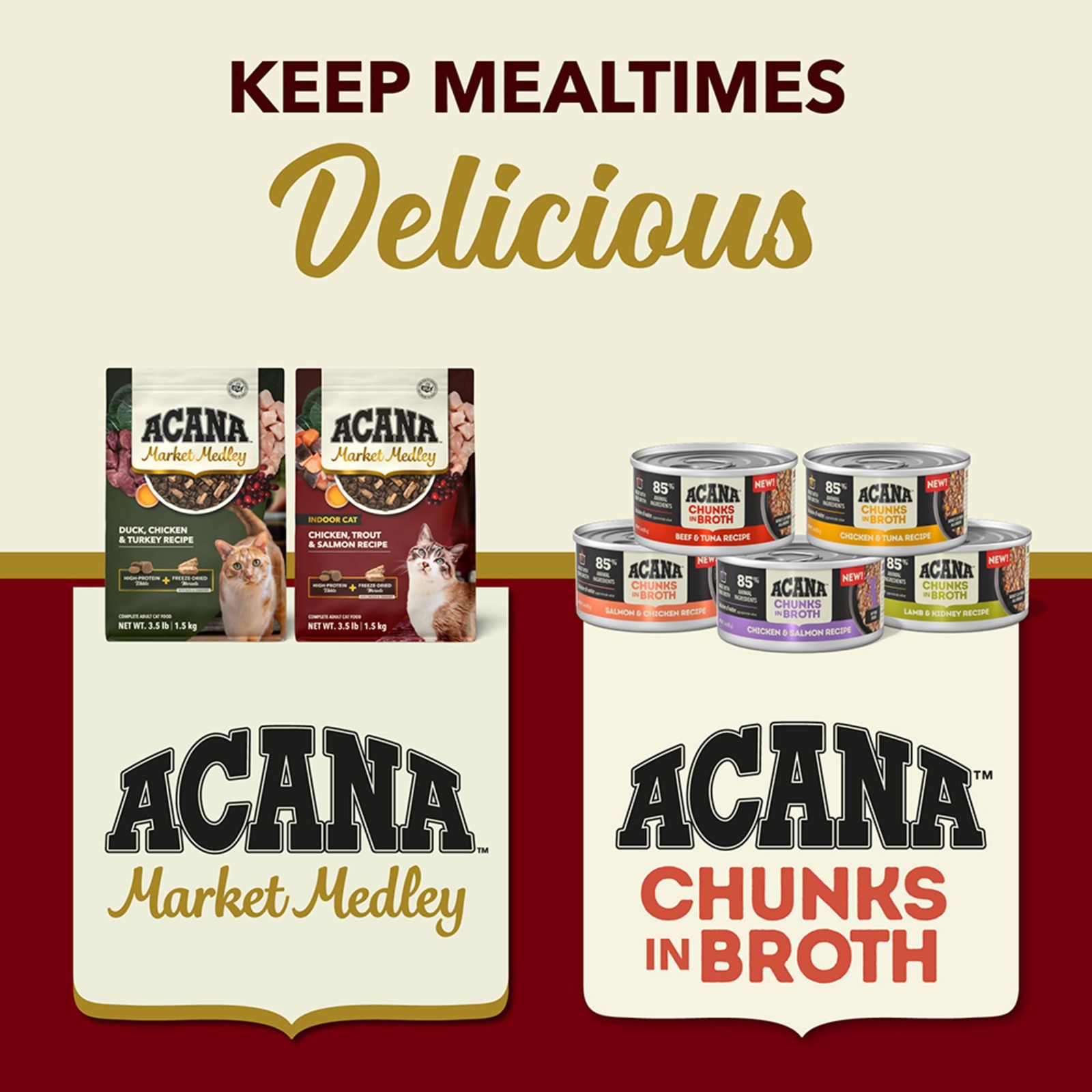 ACANA Market Medley Indoor Cat Adult Cat Food, Chicken, Trout, 3.5 lb Bag