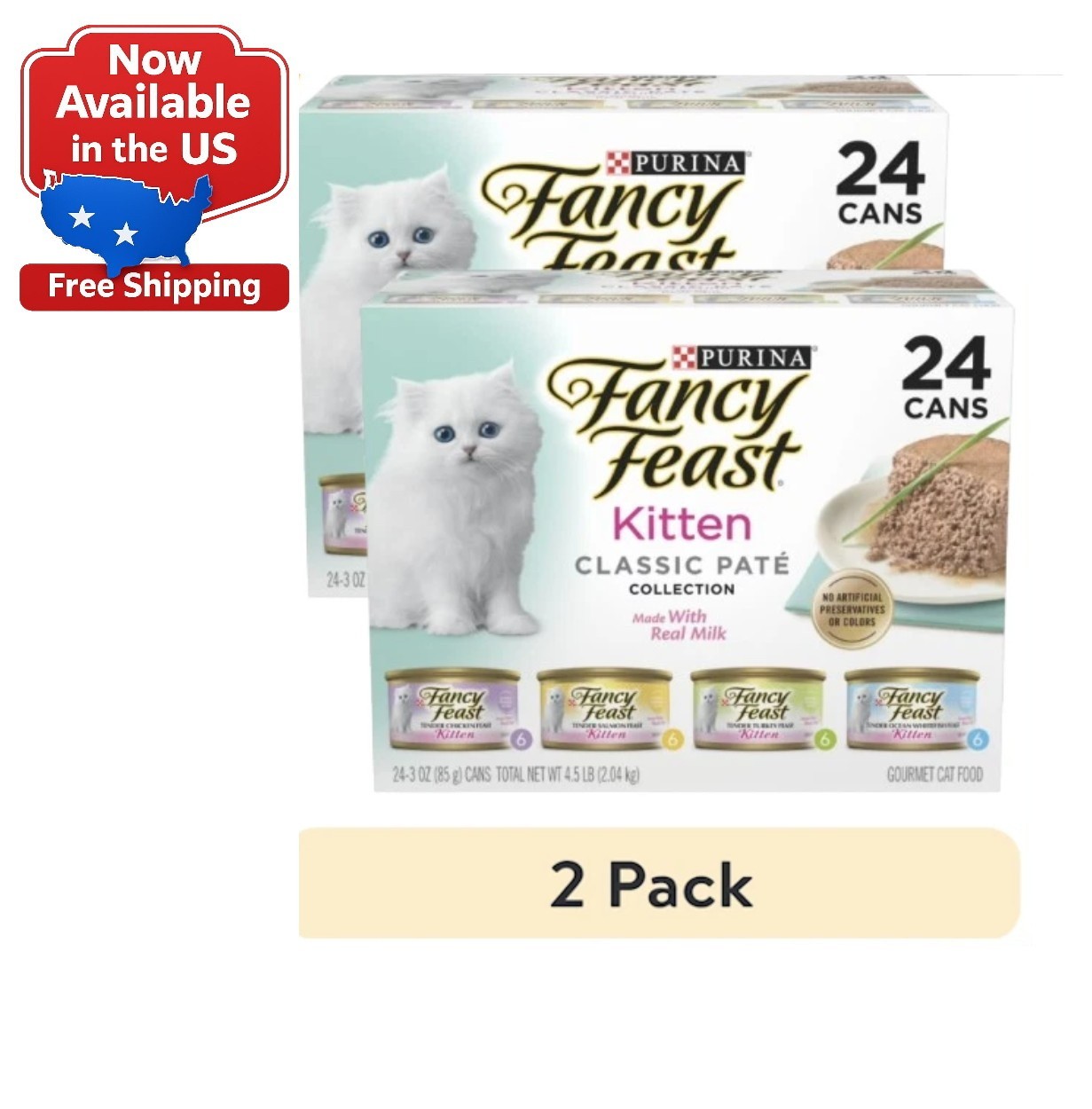 (2 pack ) Purina Fancy Feast Kitten Food, Wet Cat Food, Classic Pate Collection