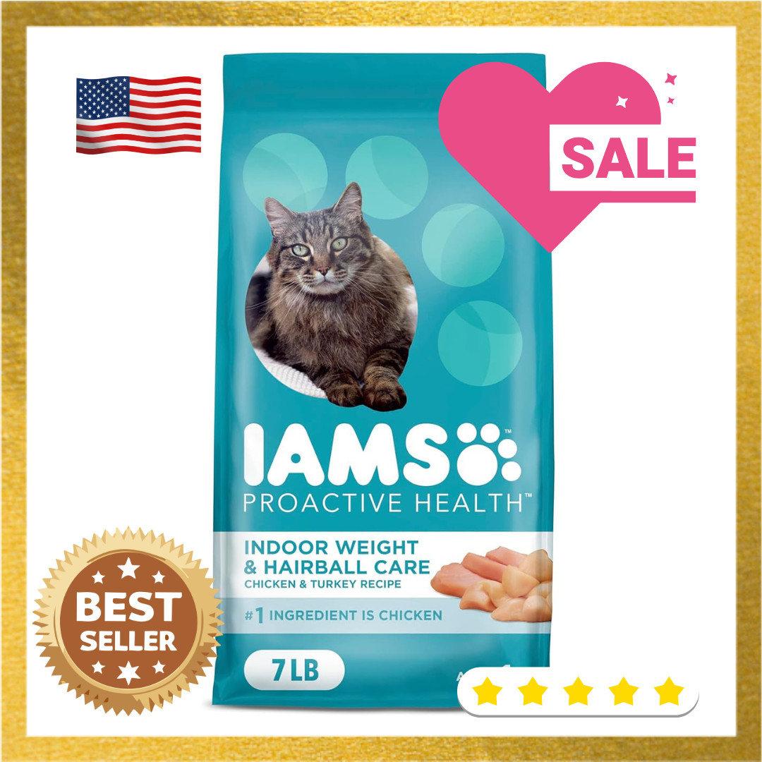 Iams ProActive Health Indoor Weight & Hairball Care Adult Dry Cat Food, 7lb
