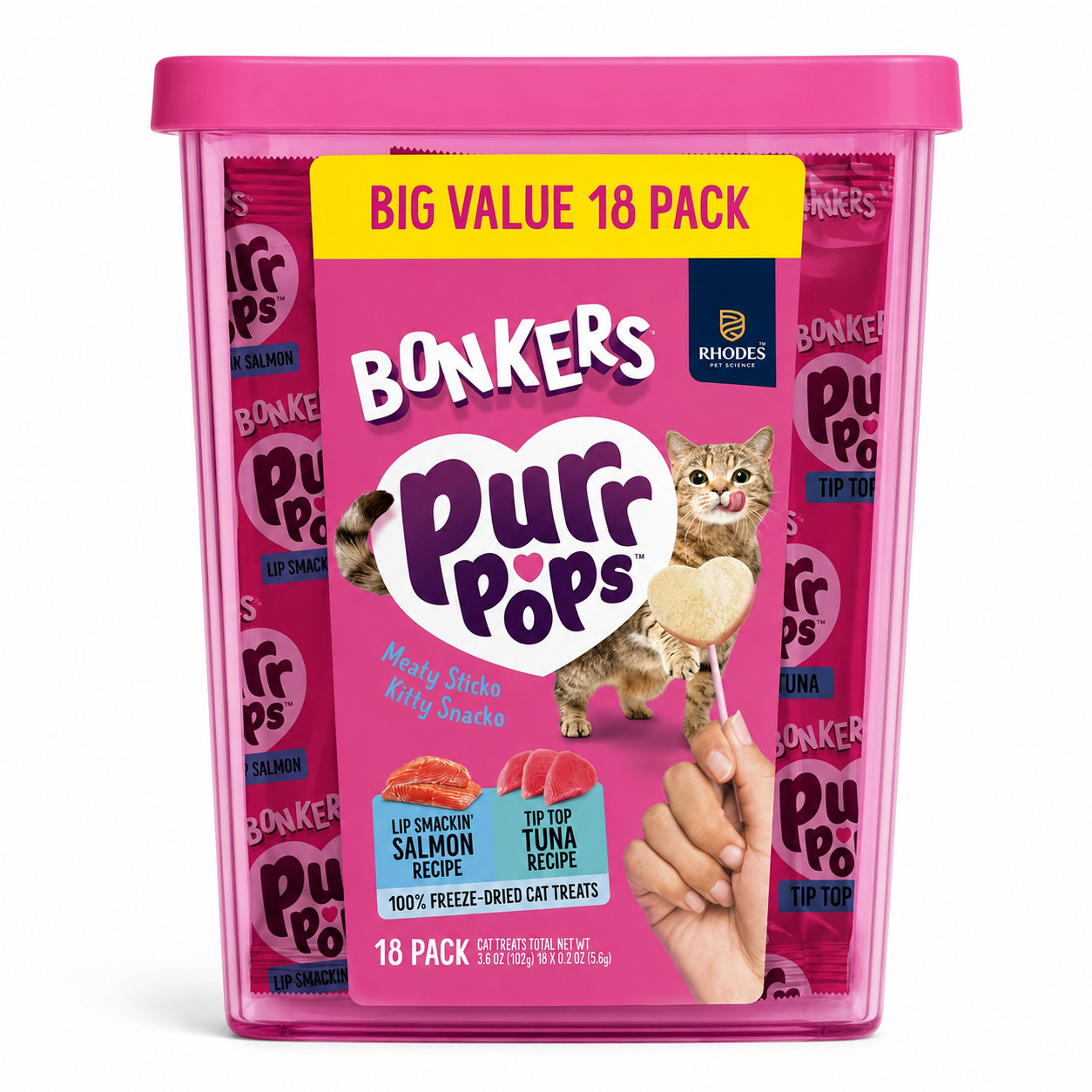 Bonkers Purr Pops Freeze-Dried Cat Treats 36 Count Variety Pack + 4 Toys