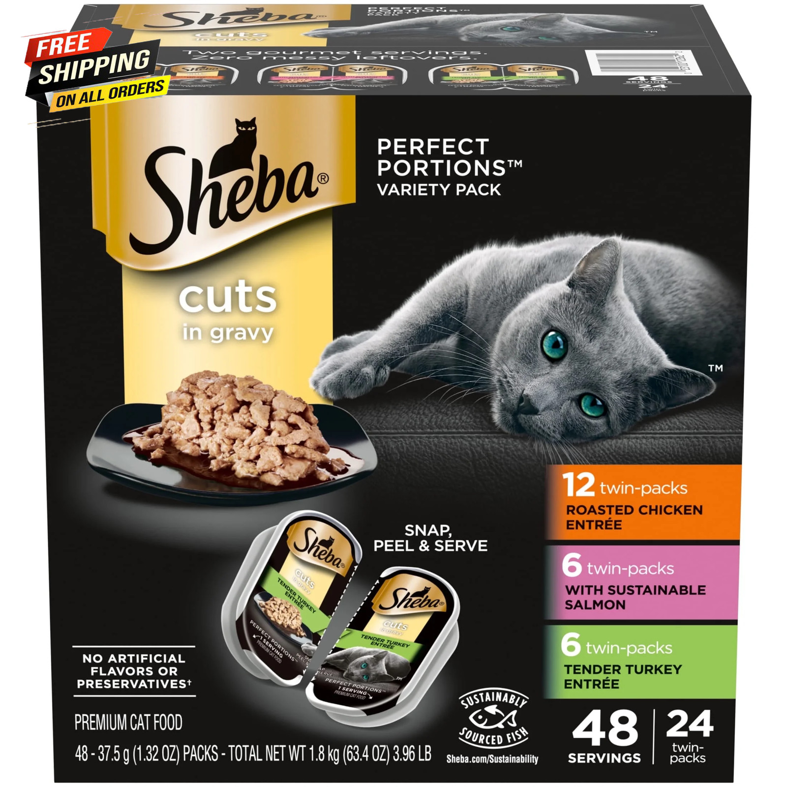 Perfect Portions Variety Pack Cuts in Gravy Cat Food, 2.6 Oz (24 Count) 💪👌