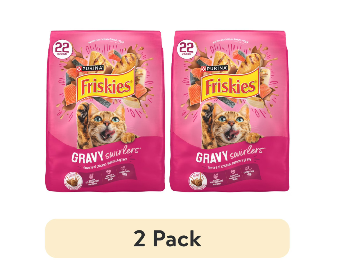 (2 pack) Purina Friskies Gravy Swirlers Dry Cat Food, 22 lb Bag