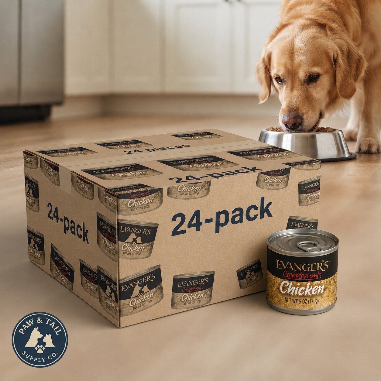 Evanger’s Complements Grain Free Chicken Dog & Cat Food Topper 6 oz. 24-Pack