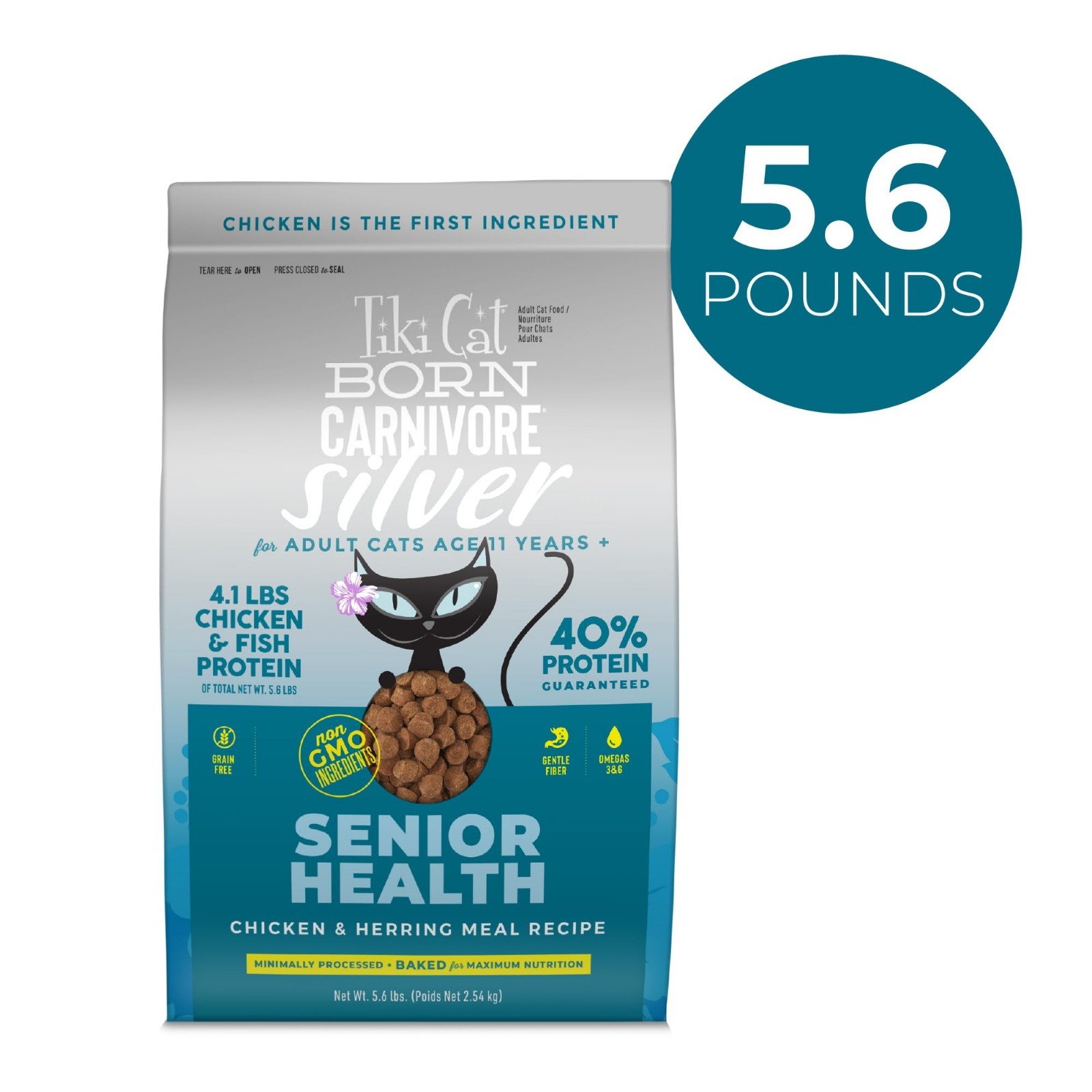 Premium Senior Cat Food, Non-GMO, Grain-Free, 5.6 lbs, Healthy Nutrition for Sen