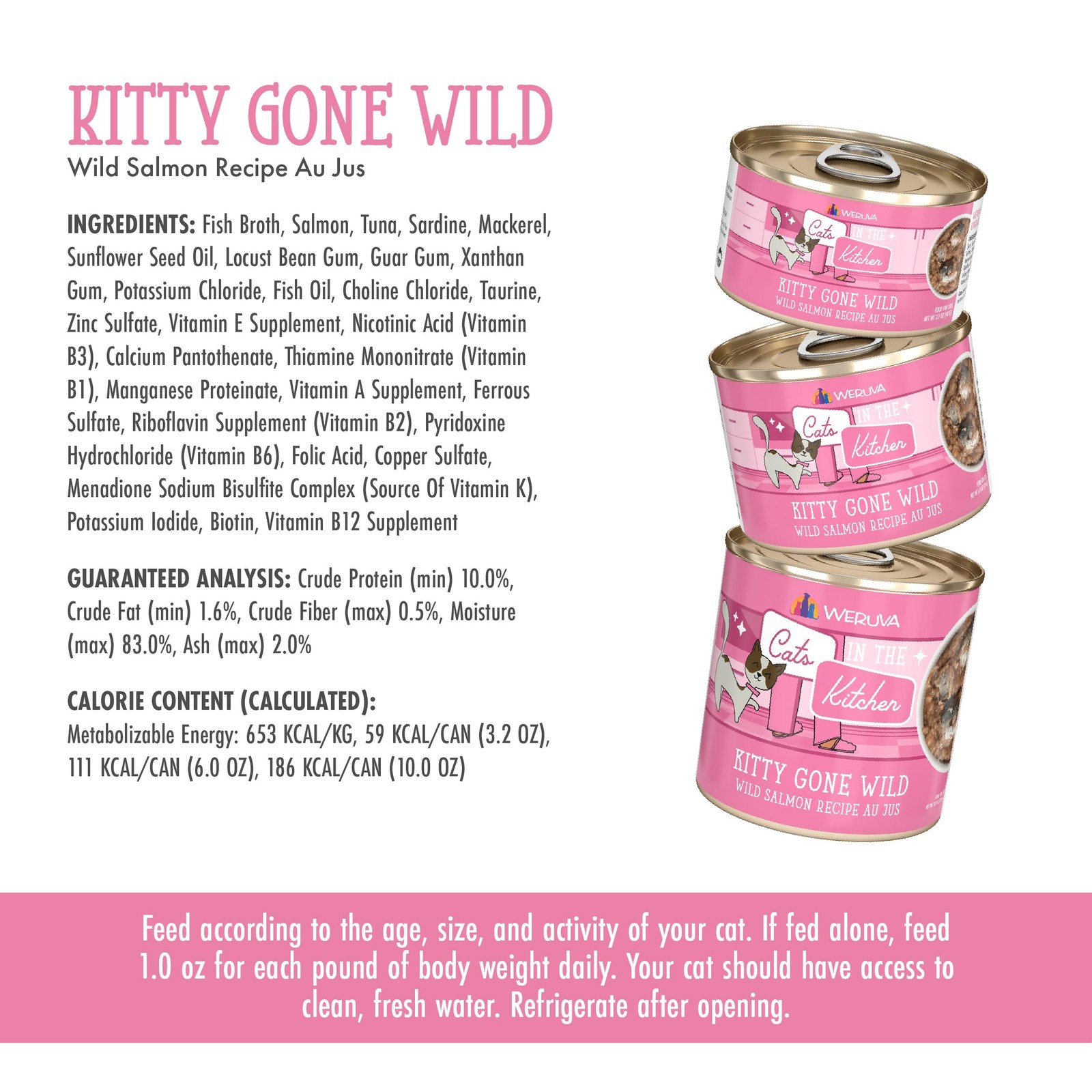 Weruva Cats in The Kitchen, Kitty Gone Wild with Wild Salmon Au Jus Cat Food,…
