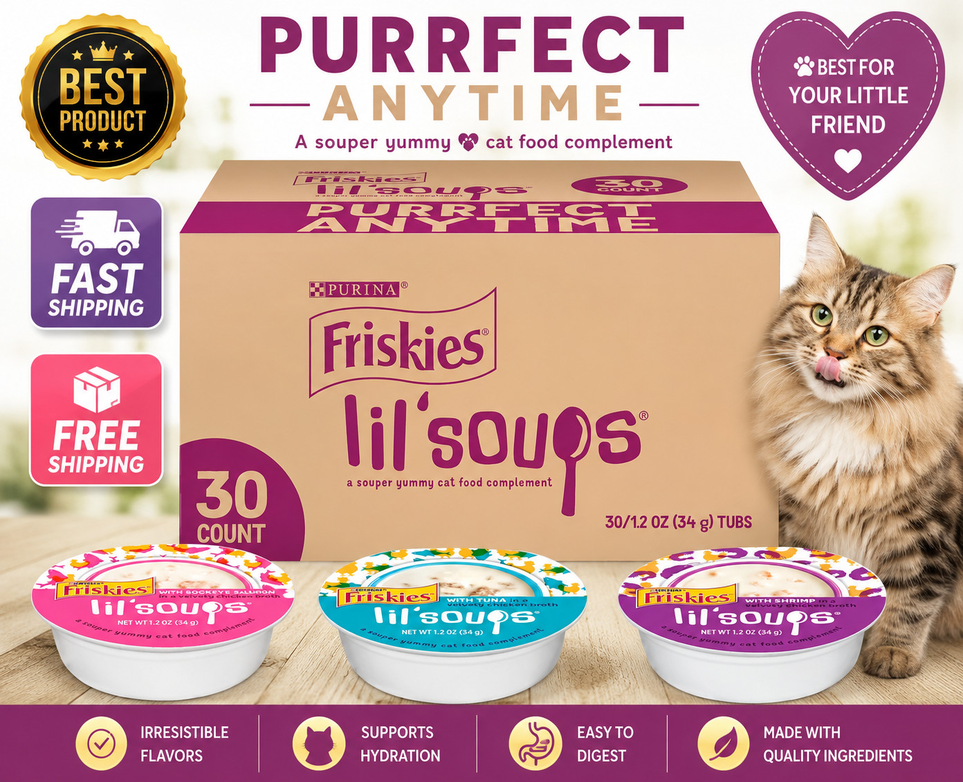 Friskies Purina Grain Free Wet Cat Food Lickable Cat Treats Variety Pack, Lil’ S