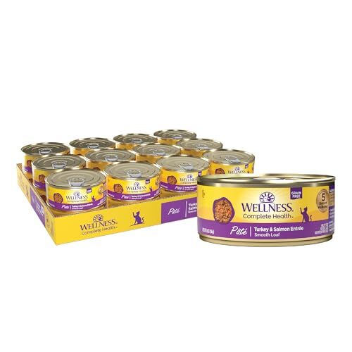 Wellness Grain Free Wet Cat Food Turkey Salmon Canned 24 Pack 5.5 Ounce