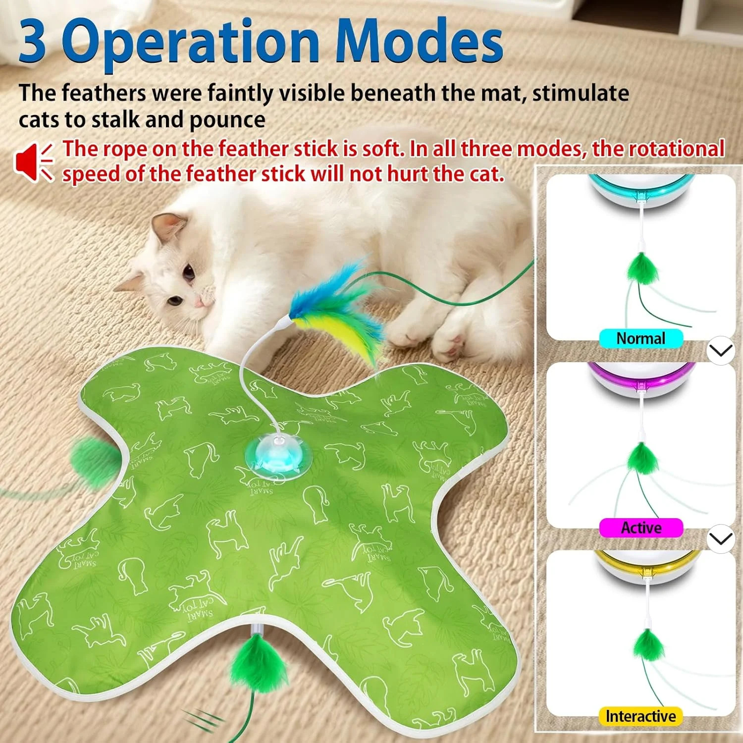 Muhhiba Interactive Cat Toys Rechargeable, Hide and Seek Kitten Toy with Touch A