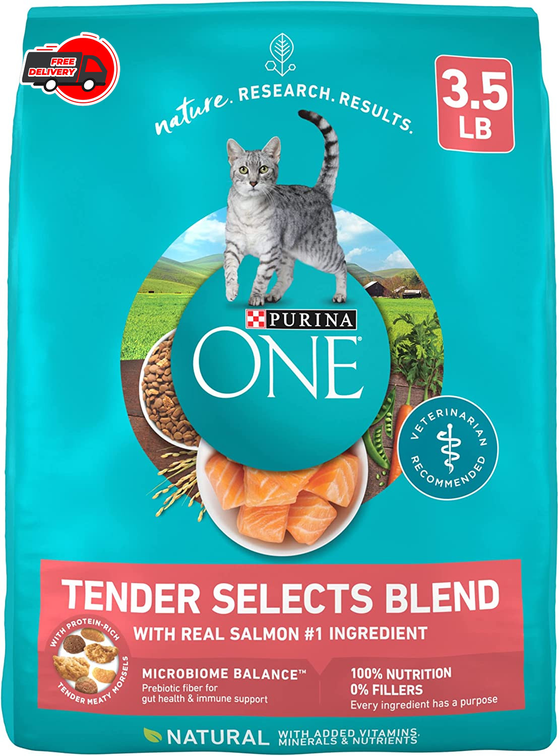 Purina ONE Natural Dry Cat Food,Tender Selects Blend With Real Salmon – 3.5 lb.