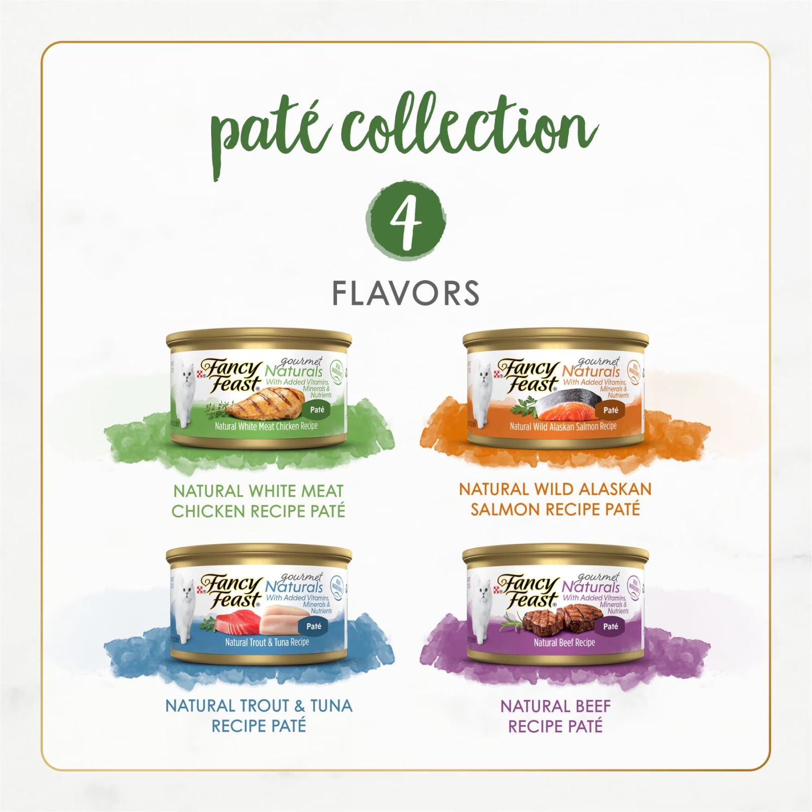Purina Fancy Feast Gourmet Naturals Chicken Salmon Trout & Tuna Beef Pate 36ct