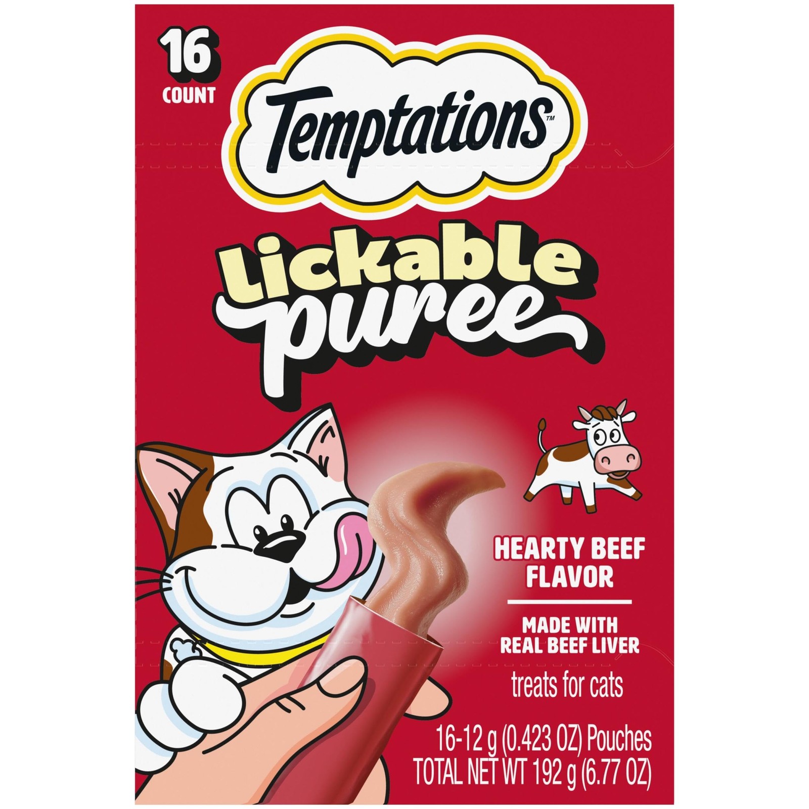 Temptations Creamy Puree Squeezable Lickable Cat Treats, Wet Cat Treats