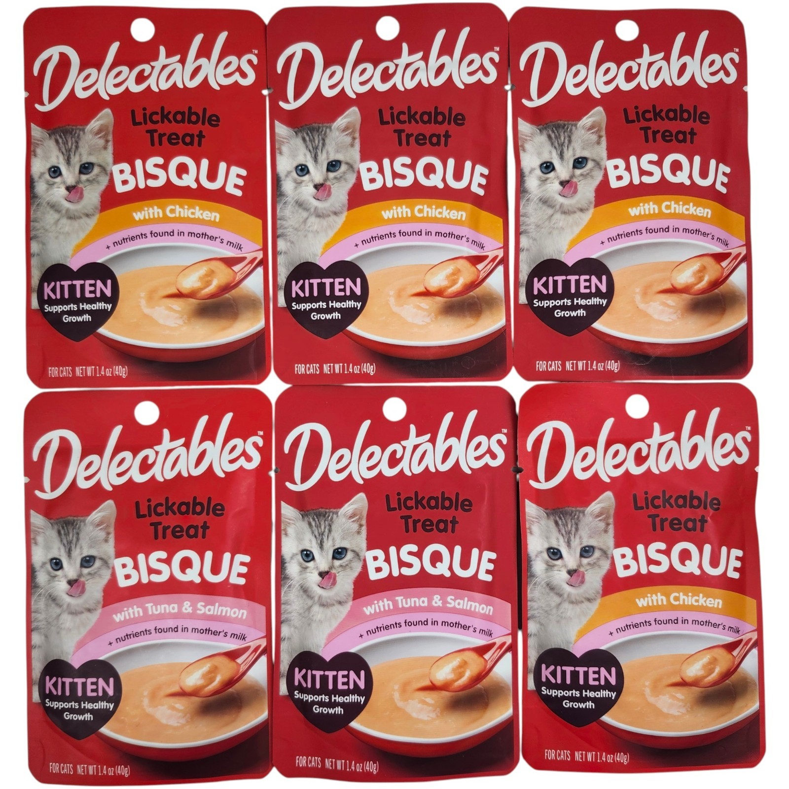 Hartz Delectables Bisque Lickable Wet Kitten Treat Tuna & Salmon/Chicken 6×1.4oz