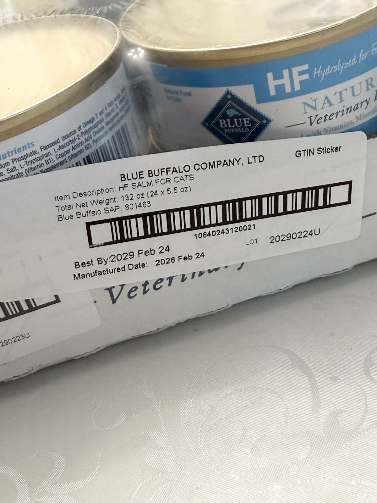 Blue Buffalo Natural Veterinary Diet HF Hydrolyzed Wet Cat Food 23 x 5.5 oz NEW