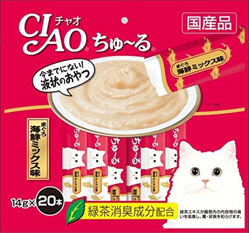 INABA CIAO Catfood Churu Cat Lick Snacks Fillet Tuna seafood mix 14g x 20p*