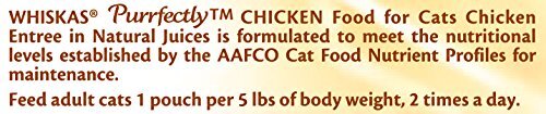 Pack of 24 WHISKAS PURRFECTLY Chicken Wet Cat Food Chicken Entree Flavor 3 Oz