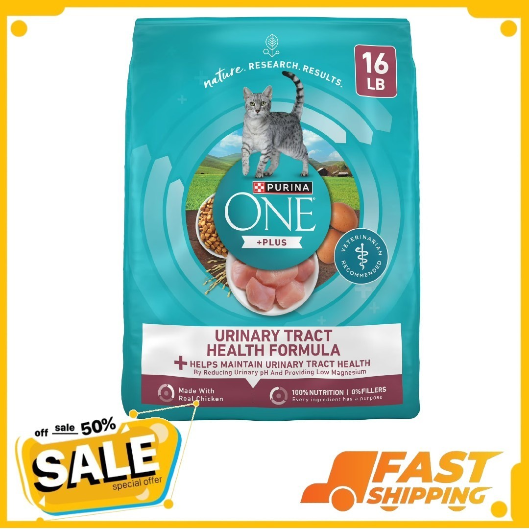 Purina ONE Plus, Urinary Tract Health Formula Dry Cat Food, Chicken, 16 lb Bag