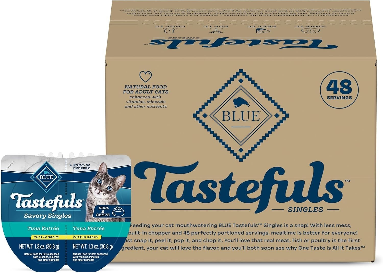Blue Buffalo Tastefuls Savory Singles Tuna Cuts in Gravy Wet Cat Food Adult 12 x