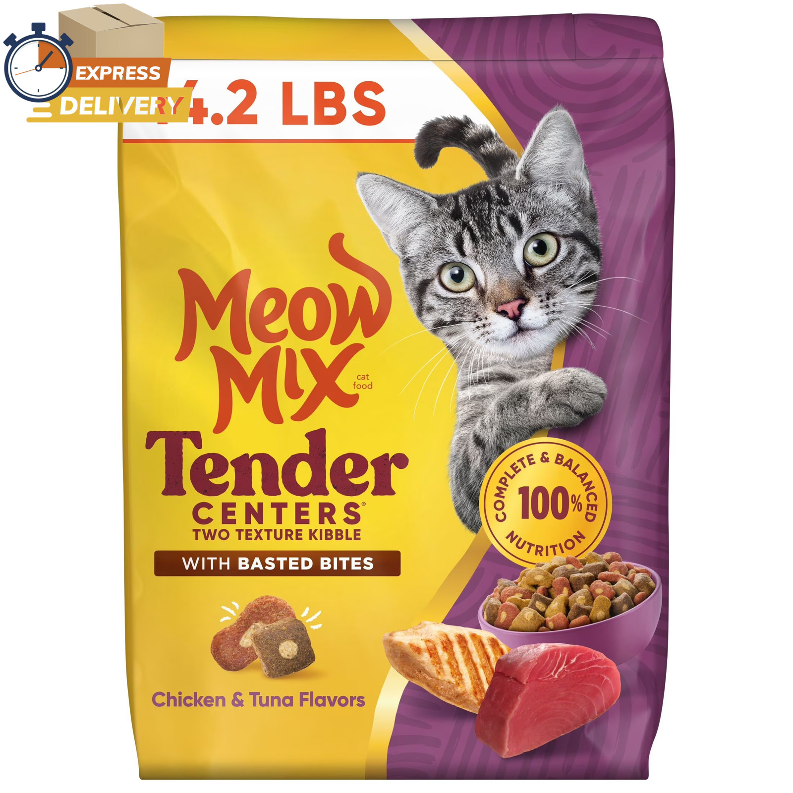 Tender Centers Dry Cat Food with Basted Bites, Chicken & Tuna Flavors, 14.2 Lb B