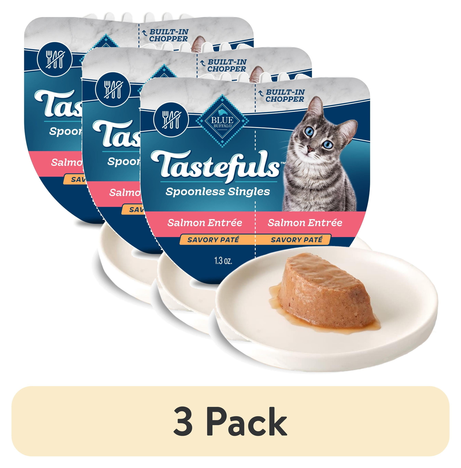 (6 pack)Tastefuls Spoonless Singles Salmon Pate Wet Cat Food for Adult Cats