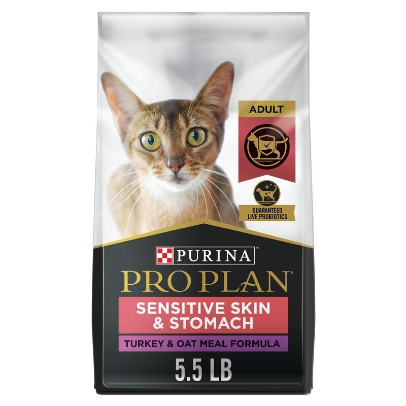 Sensitive Skin & Stomach Dry Cat Food Turkey & Oatmel 5.5 Lb Bag All Breeds New
