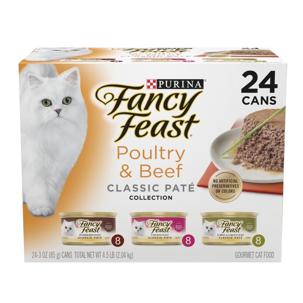 Wet Kitten Food Pate Variety Pack, Classic Poultry & Beef Recipe, 3 oz Cans, 2