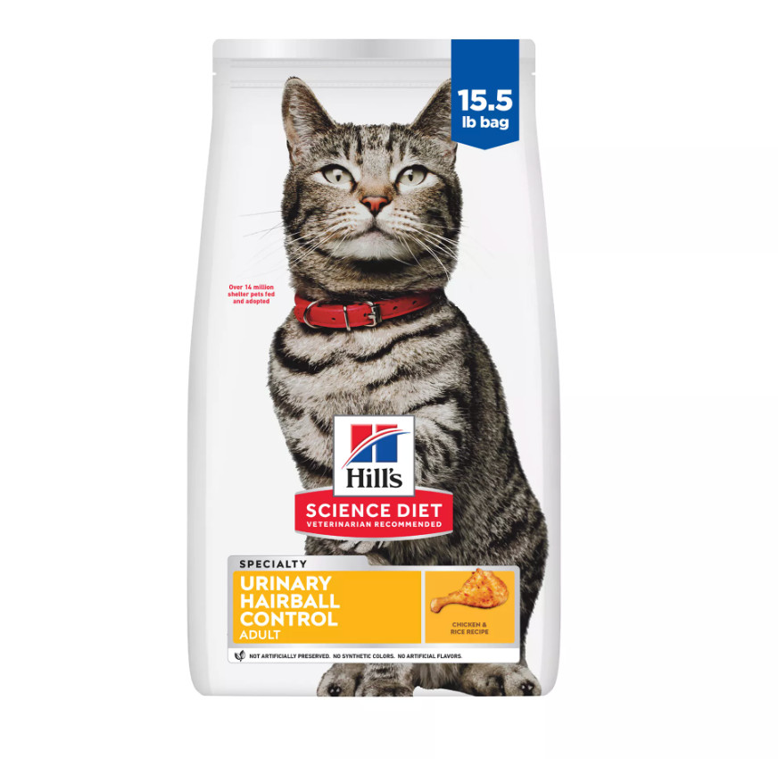 Hill’s Science Diet Adult Dry Cat Food Urinary Hairball Control Chicken 15.5 lb