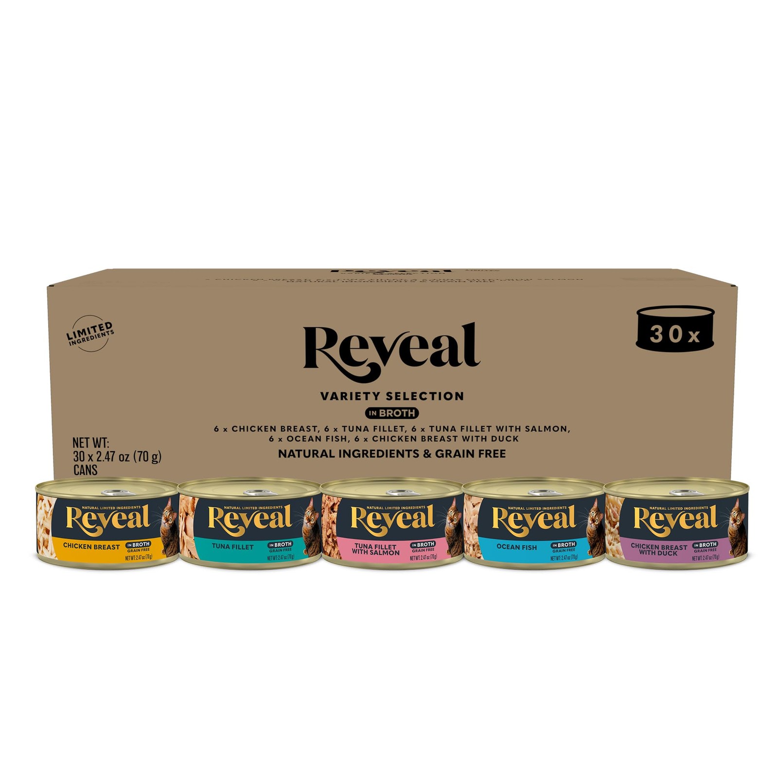 Natural Wet Cat Food, 30 Count, Grain , Limited Ingredient Canned Food for Ca…