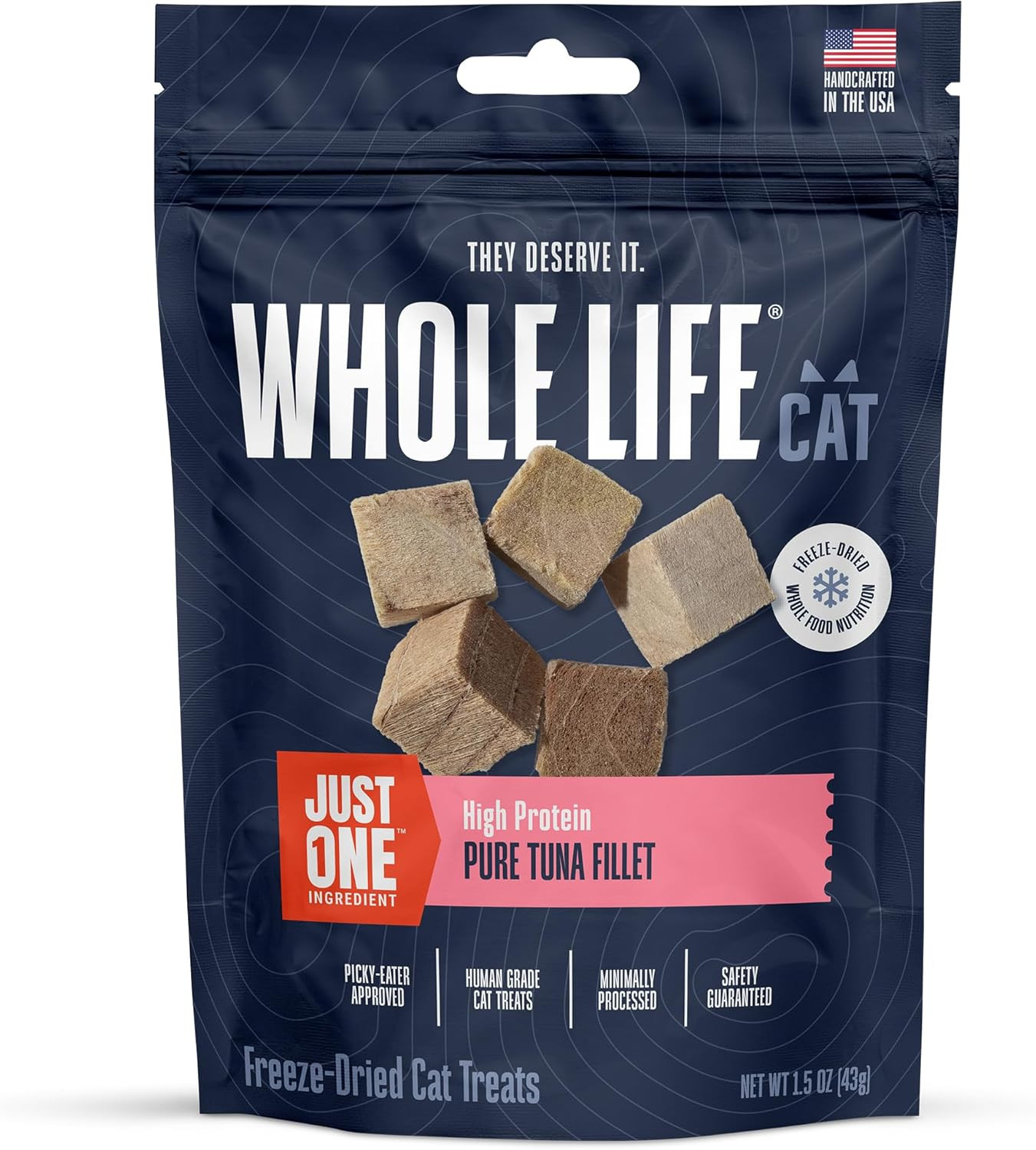 Whole Life Cat Just One Tuna Freeze Dried Cat Treats – Human Grade High Protein