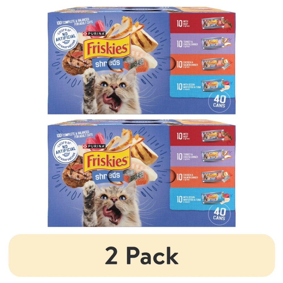 (2 pack) Friskies Shreds in Gravy Variety Pack Wet Cat Food, 5.5 oz, 40 Cans