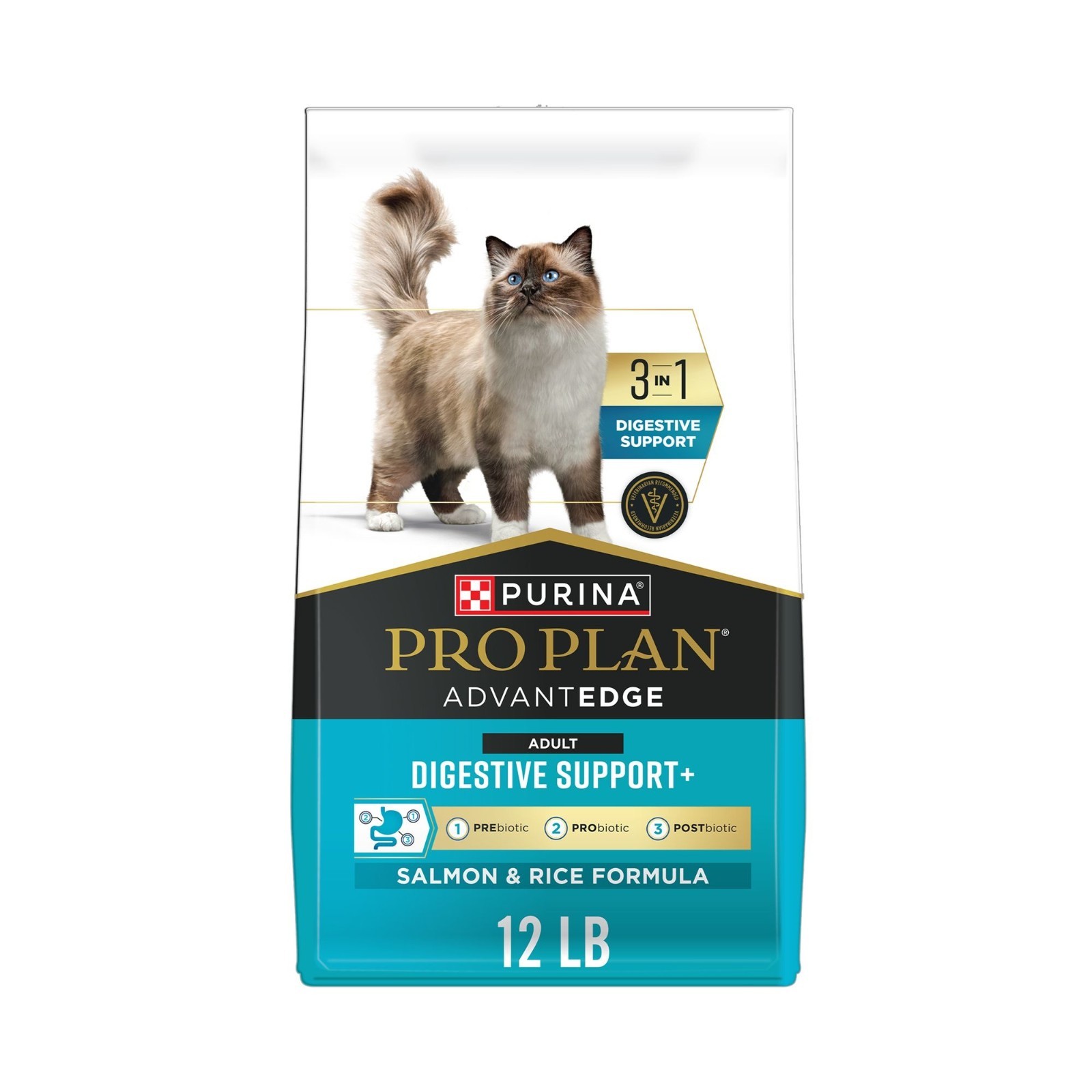Purina Pro Plan + Adult Dry Cat Food – Salmon & Rice Formula, 12 Lb