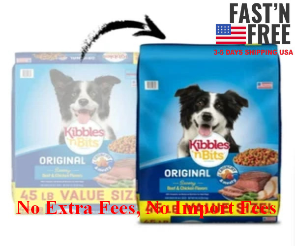 2 Bags Kibbles ‘n Bits Dry Dog Food, Original Savory Beef & Chicken, 45 lb. Bag